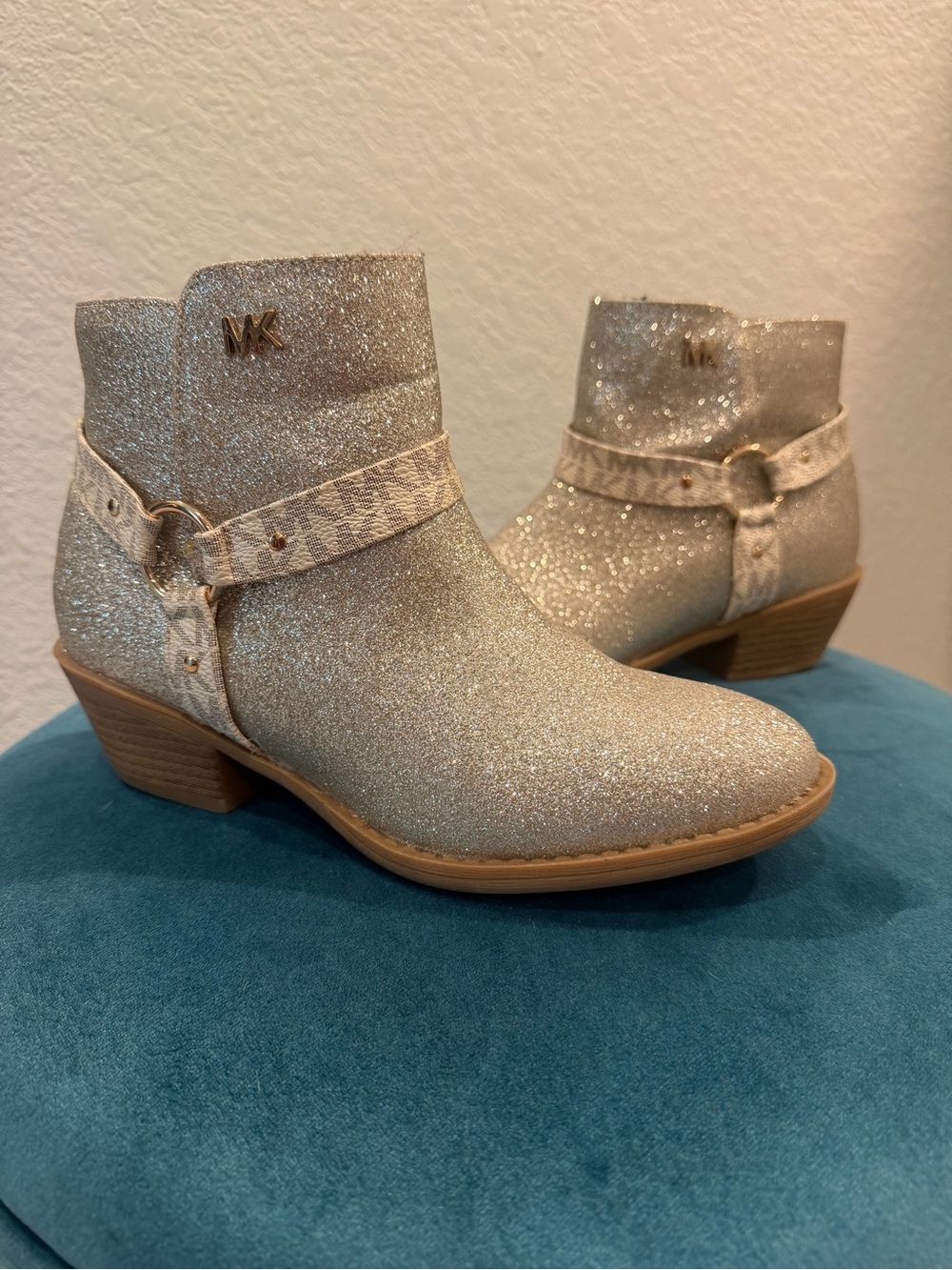 Michael Kors Glitter Champagne Gold Ankle Booties